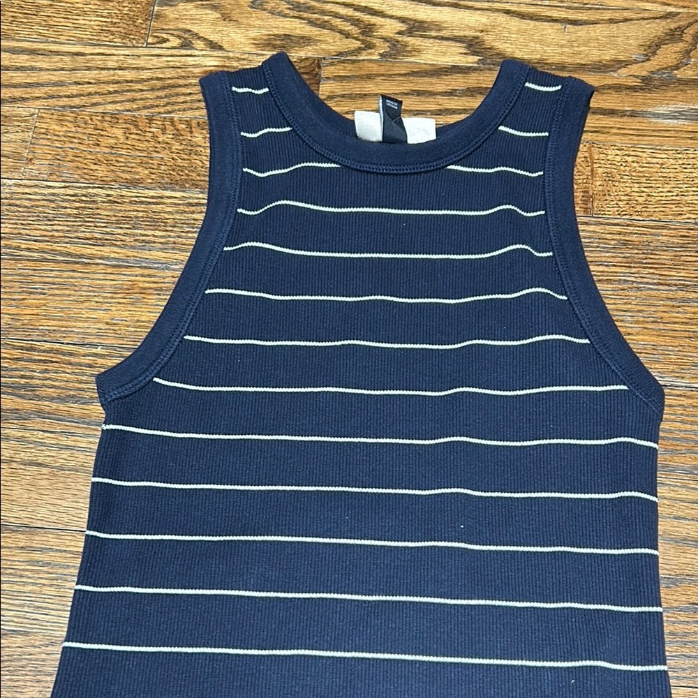 Striped Navy Sleeveless Dress - Picture 4 of 5